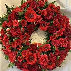 Ruby Red loose floral wreath